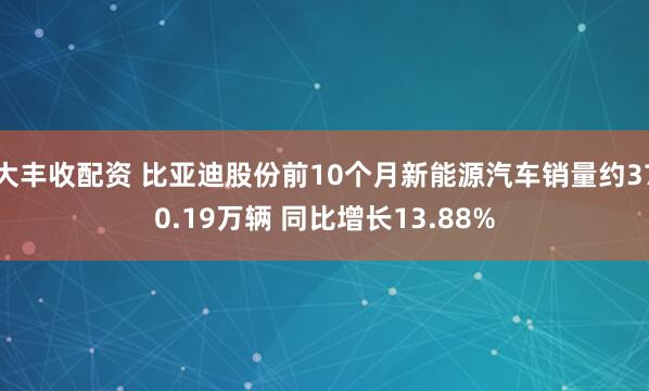 大丰收配资 比亚迪股份前10个月新能源汽车销量约370.19万辆 同比增长13.88%